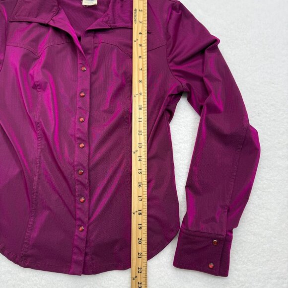 VTG Y2K Bebe Iridescent Snap Front Top Fuchsia Retro Glam Cowgirl Retro Size M - Picture 11 of 12